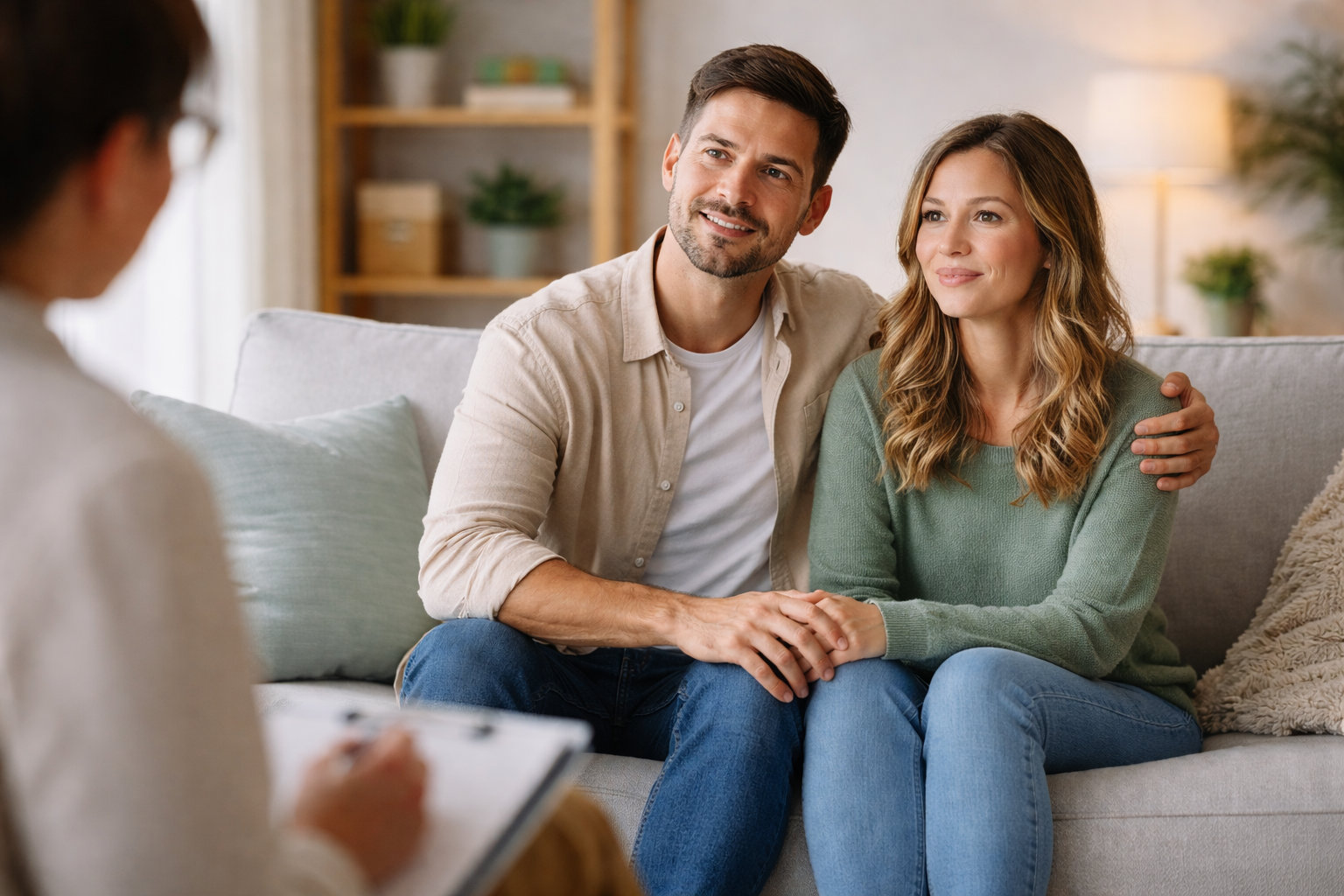 couple on therapy couch, couples therapist San Diego CA Carlsbad ca